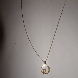LA Rocks 925 SS Sisters Heart Pendant Necklace